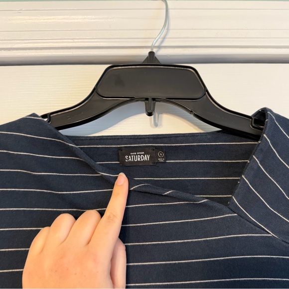 Kate Spade Saturday Navy and White Striped Long Sleeve Dress - Picture 3 of 4